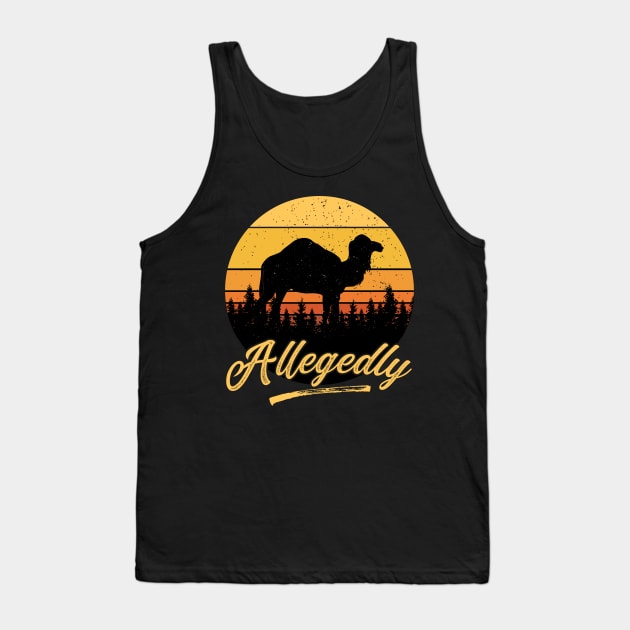 Allegedly Camel Desert Ship Retro Vintage Sunset Distressed Tank Top by BadDesignCo